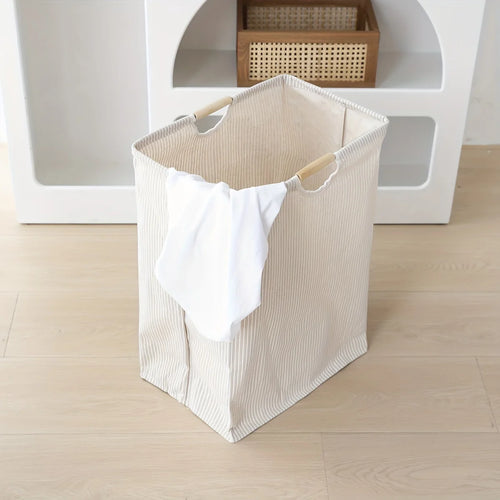 1pc Large Dual-handle Laundry Hamper, Dirty Clothes Hamper For Bedroom, Bathroom, Waterproof, Freestanding, Tall Laundry Basket - vue 4 sur 7