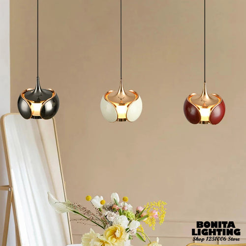 Nordic LED pendant light with liftable beetle lens decorative - vue 3 sur 12