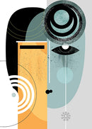 Abstract wall art with modern figures for interior decoration