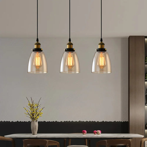 Vintage industrial smoked glass pendant light for loft or restaurant - vue 3 sur 30