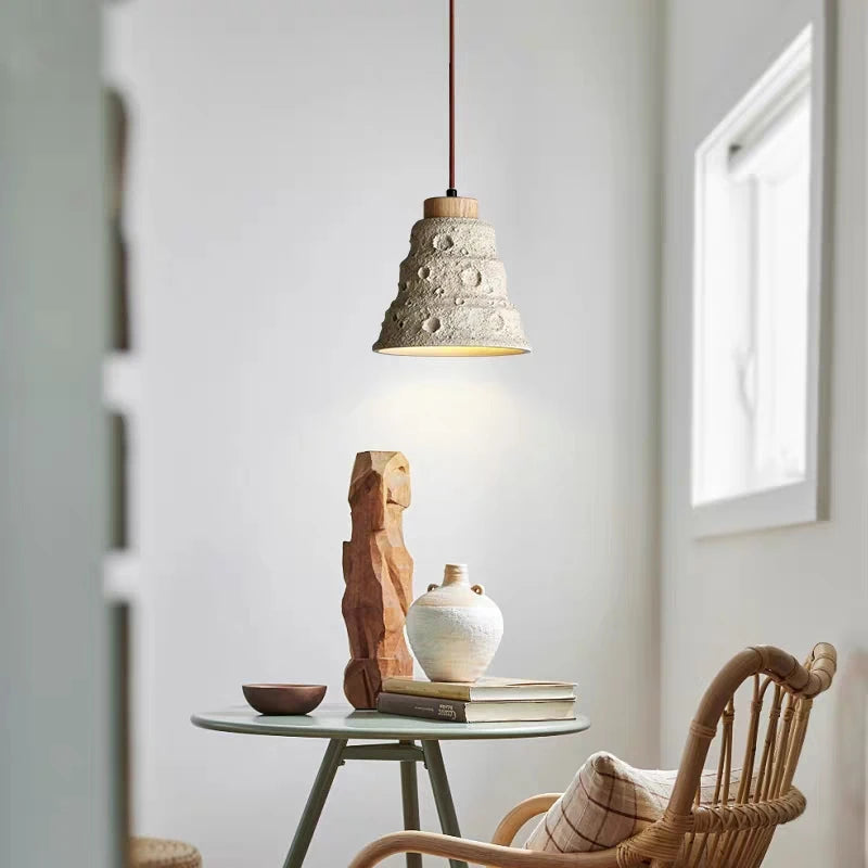 Rustic micro cement pendant light for restaurant and bar - vue 3 sur 8