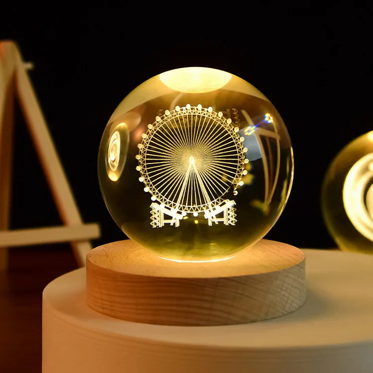 3D crystal ball solar system engraved decorative gift - vue 8 sur 32
