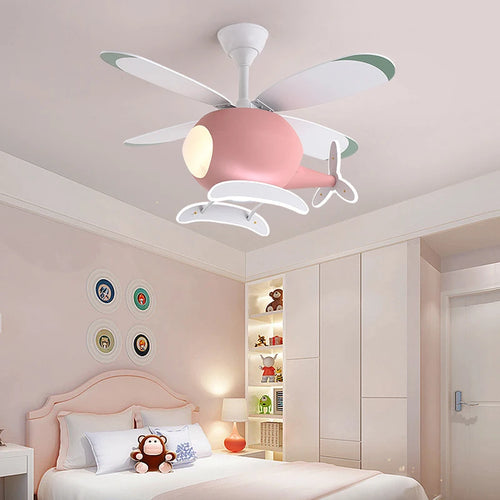 Helicopter LED ceiling fan pendant light for children with remote control