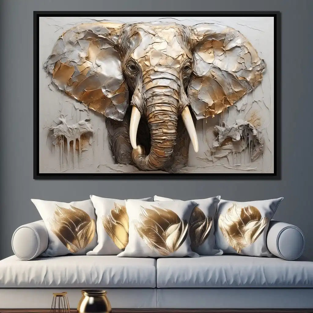 gold and silver elephant canvas modern art interior decoration