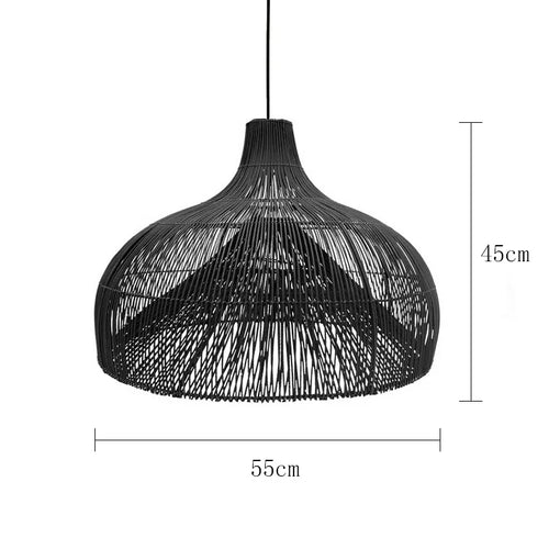Japanese rattan pendant light for Asian restaurant pastoral style - vue 11 sur 12