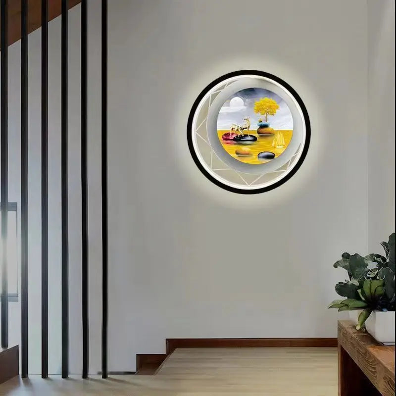 Modern round LED wall light - vue 6 sur 16