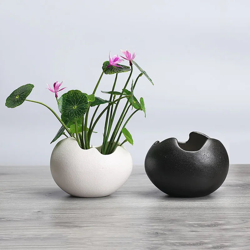 retro ceramic hydroponic flower pot for succulent plants - vue 3 sur 9