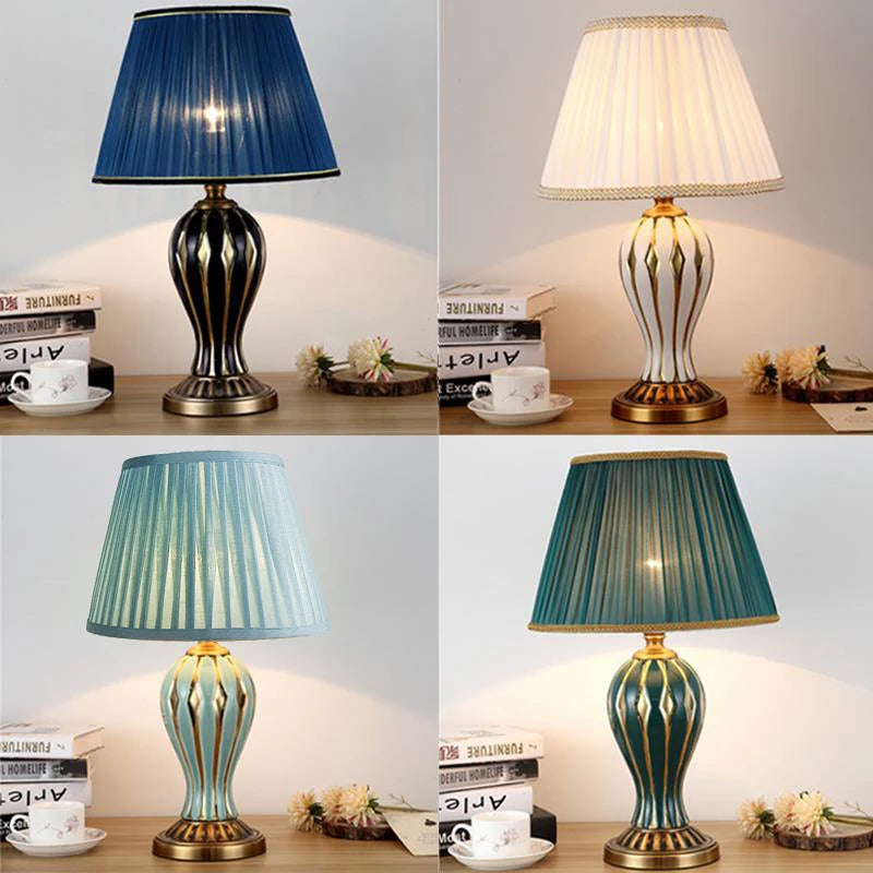 American antique style hand painted ceramic desk lamp