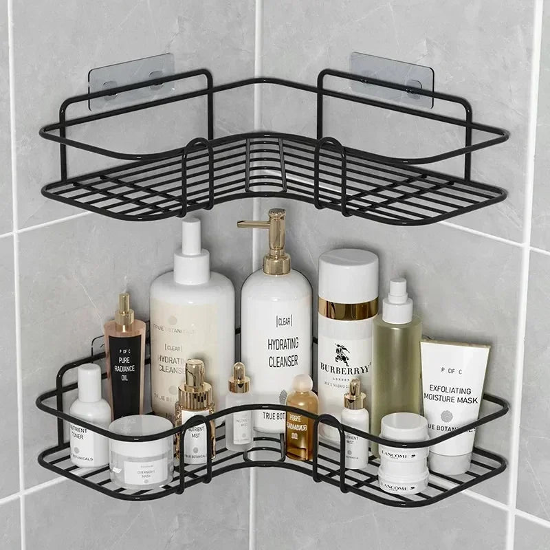 wall-mounted storage shelf for cosmetics and shampoo