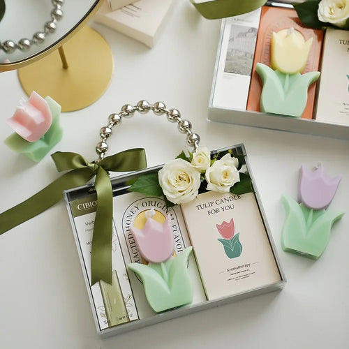 handmade scented tulip candle for decorations and aromatherapy - vue 4 sur 12