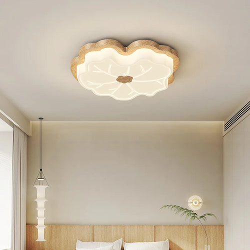 Modern chandelier with creative tree leaf design and wood effect