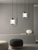 Elegant modern black and white glass chandelier