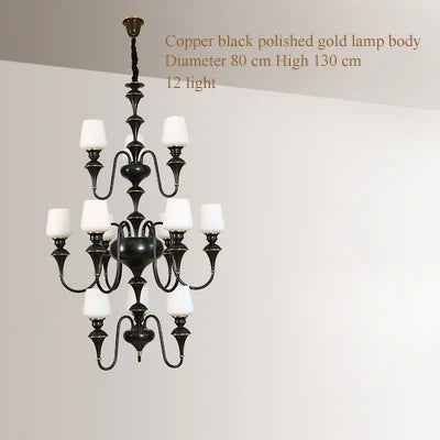 Copper chandelier with elegant and modern glass shade - vue 15 sur 22