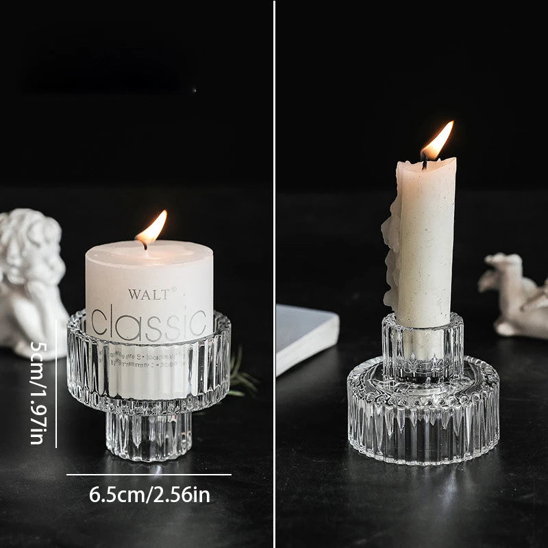 Vintage glass candle holders with nordic patterns