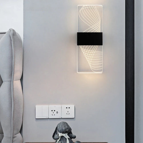 Nordic brushed gold acrylic LED wall light for interior decoration - vue 5 sur 23