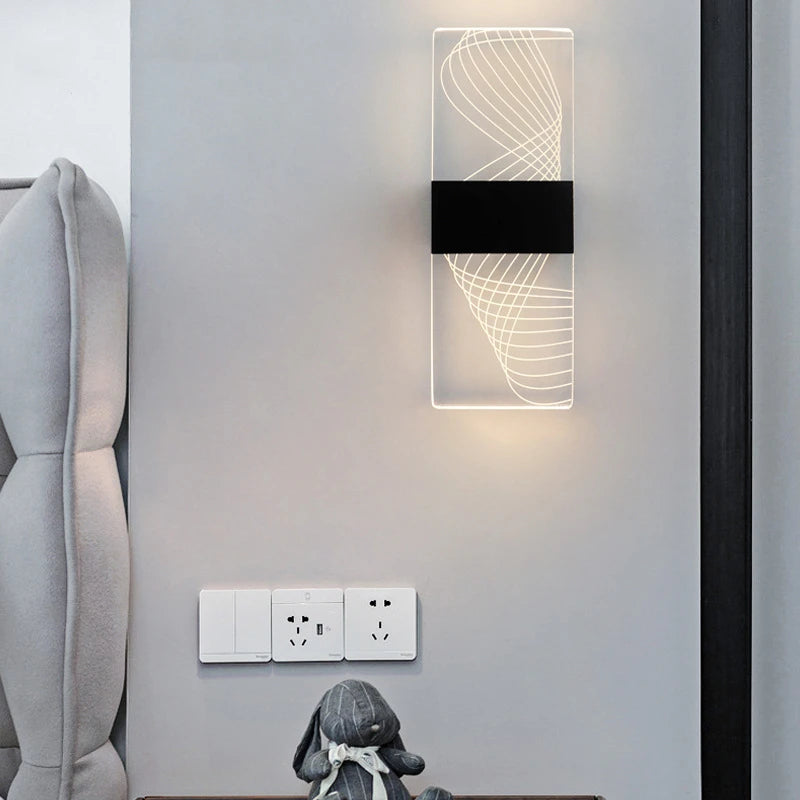 Nordic brushed gold acrylic LED wall light for interior decoration - vue 4 sur 23