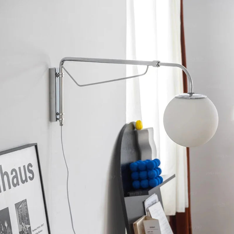 Modern minimalist wall lights with long rotating arm