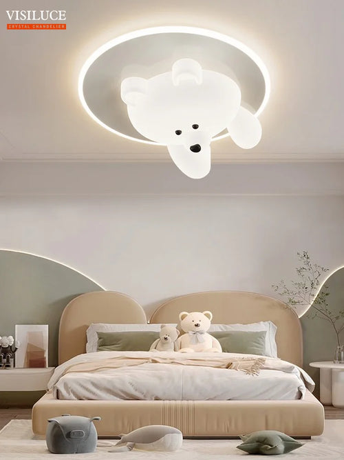 Cute bear LED ceiling light for children's room - vue 4 sur 12