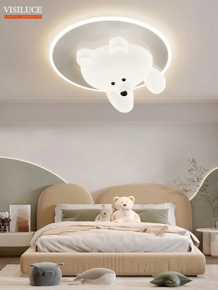 Cute bear LED ceiling light for children's room - vue 3 sur 12