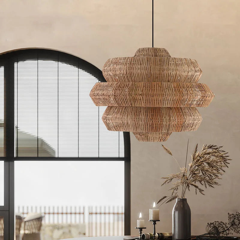 Bohemian style rattan art pendant light