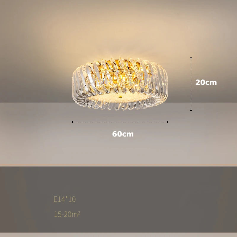 Artistic round dimmable crystal LED ceiling light
