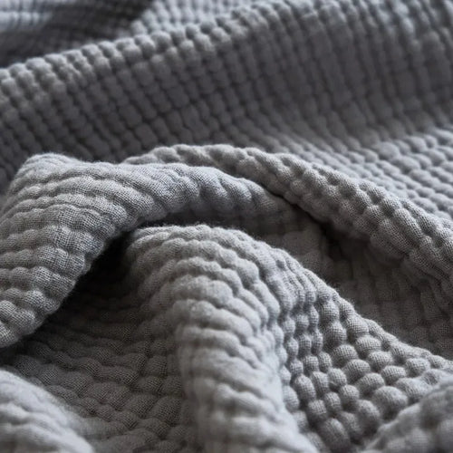Lightweight cotton muslin throw with tassels, plain style for living room - vue 5 sur 7