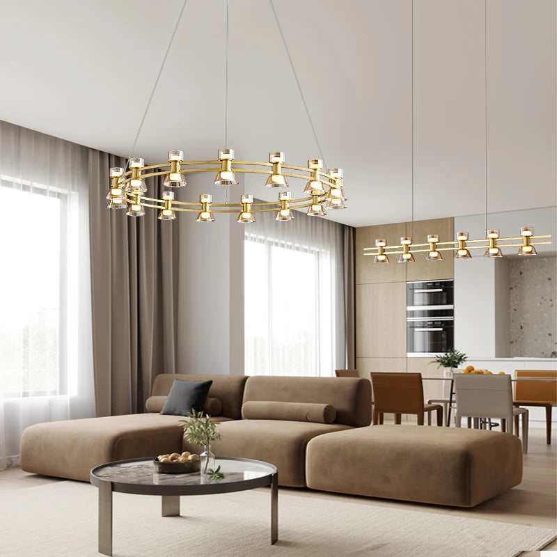 Creative copper and glass chandelier modern design - vue 6 sur 12