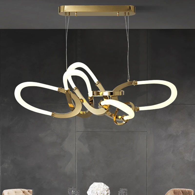 Irregular design galvanised stainless steel chandelier - vue 3 sur 12