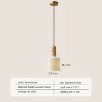 Nordic style LED pendant light in solid wood and ceramic