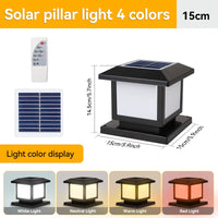 Waterproof LED solar pillar with remote control for outdoor lighting