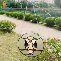 Decorative round lotus stained glass heart with tropical fish