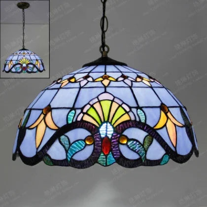Handmade tiffany glass pendant light nordic peacock style