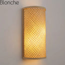 Traditional bamboo wall light retro design for bedroom, hallway, hotel, restaurant decor hand-woven lamp