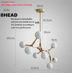 lustre nordique design en verre pour éclairage élégant