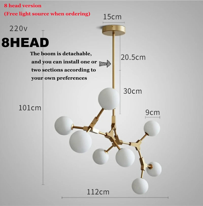 Nordic glass design chandelier for elegant lighting