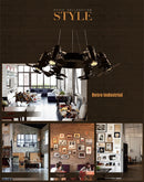 Vintage industrial chandelier with 6 heads for commercial spaces