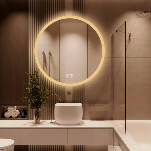 Round illuminated mirror with touch switch and anti-fog function - vue 5 sur 7