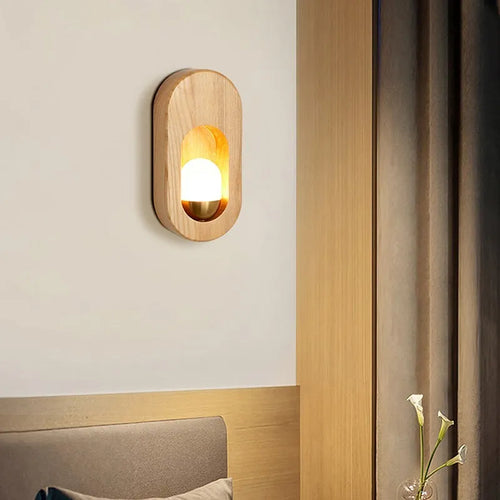 Nordic decorative LED wooden wall light - vue 3 sur 9
