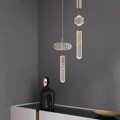 Adjustable nordic clear glass light tube pendant - vue 3 sur 20