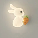 Children's wall light with bunny, carrot and cloud design