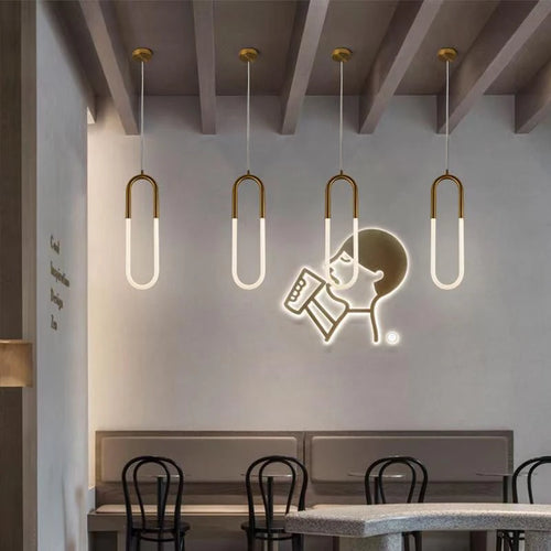 Gold ring LED pendant light - vue 5 sur 16