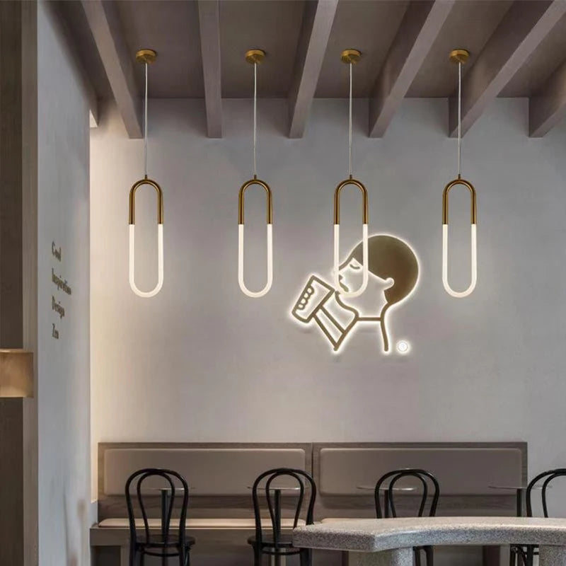 Gold ring LED pendant light - vue 4 sur 16