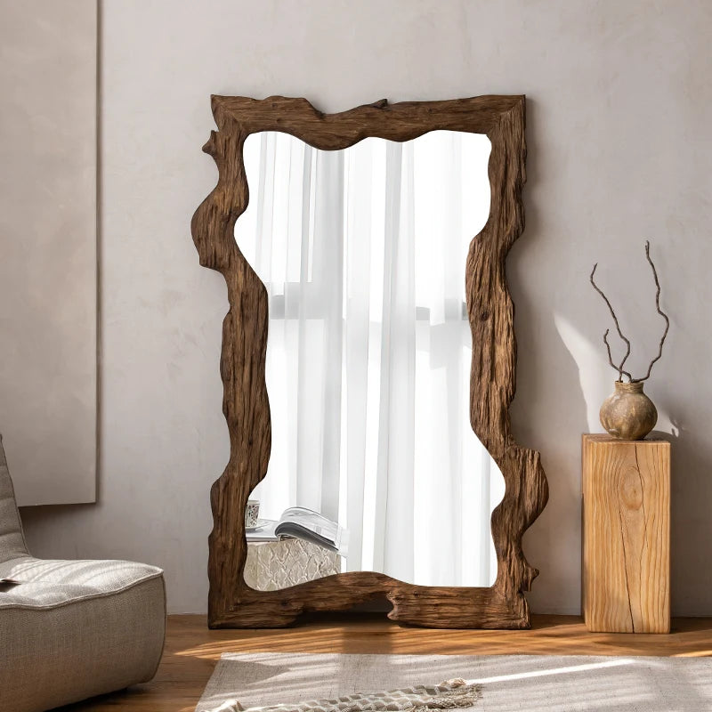 Modern luxury wooden standing mirror for home decor
