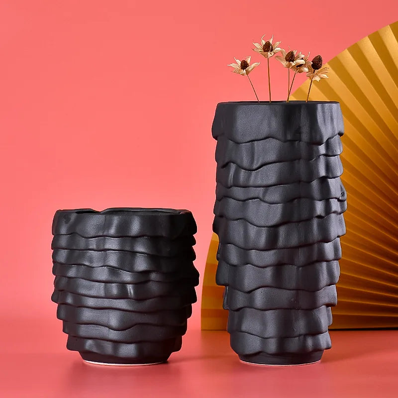 minimalist interior design with ceramic vase and decorative flowers