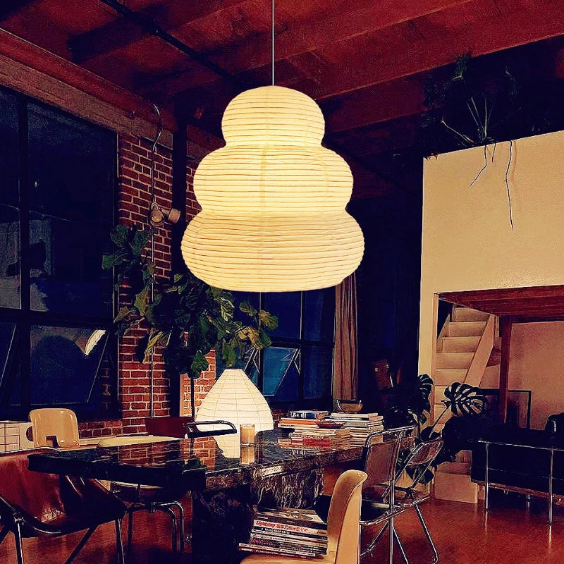 Noguchi Yong Akari Wabi-sabi Japanese rice paper pendant light