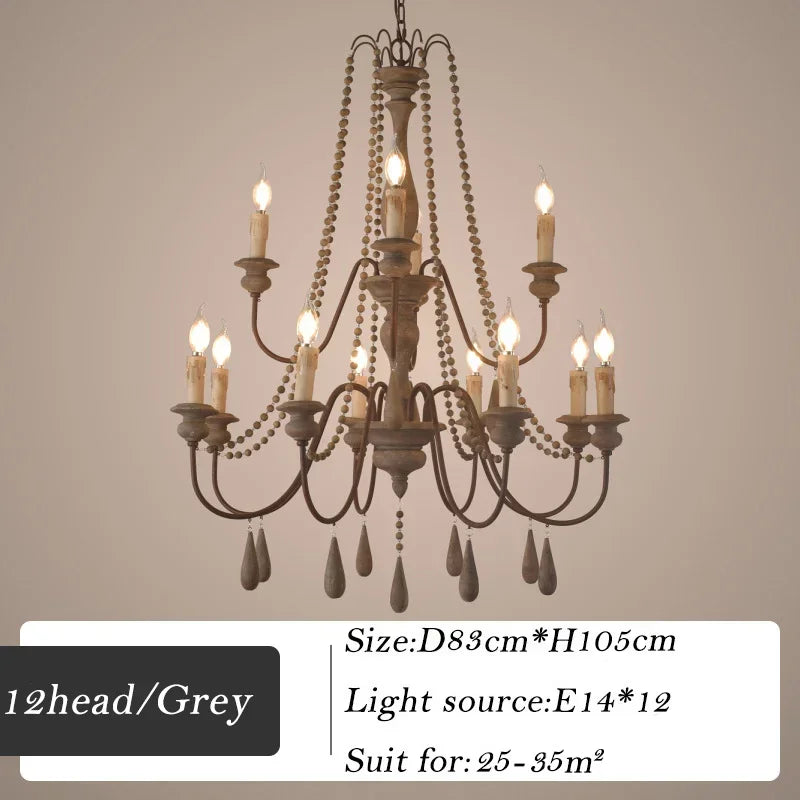 Retro wood chandelier for elegant interior decor