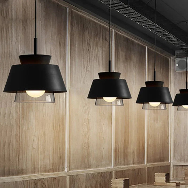 Nordic style glass and iron pendant light for decorative interiors - vue 5 sur 13