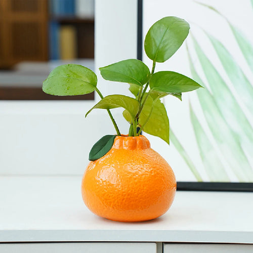 Ceramic Vase, Orange Vase for Home Decor,Decorative Vase Fruit Shape Vase Tabletop Decorative Vase Table Centerpieces Decoratio - vue 2 sur 7