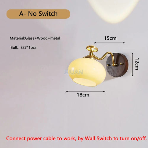 Wabi-sabi glass flower wall light with solid wood - vue 13 sur 21