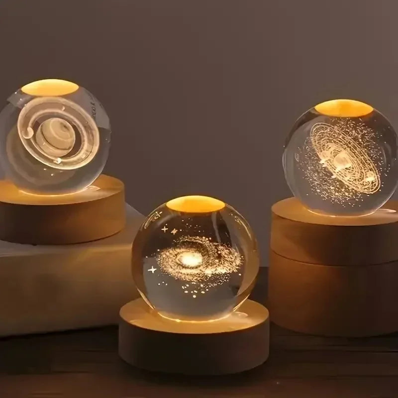 3D crystal ball solar system luminous planet gift space enthusiasts